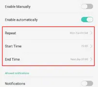 set timing in do not disturb mode