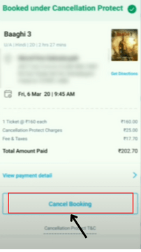 tap on cancel to cancel your booking on paytm