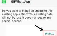 tap on install Gb Whatsapp