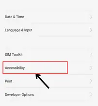accesseblity option on settion on mobile