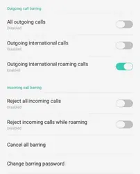 Check & turn off call barring - outgoing call