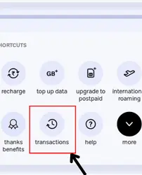 tap on transaction option