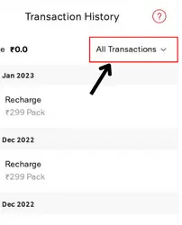 tap on all transaction option 