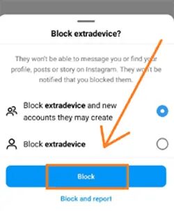 tap on the block option